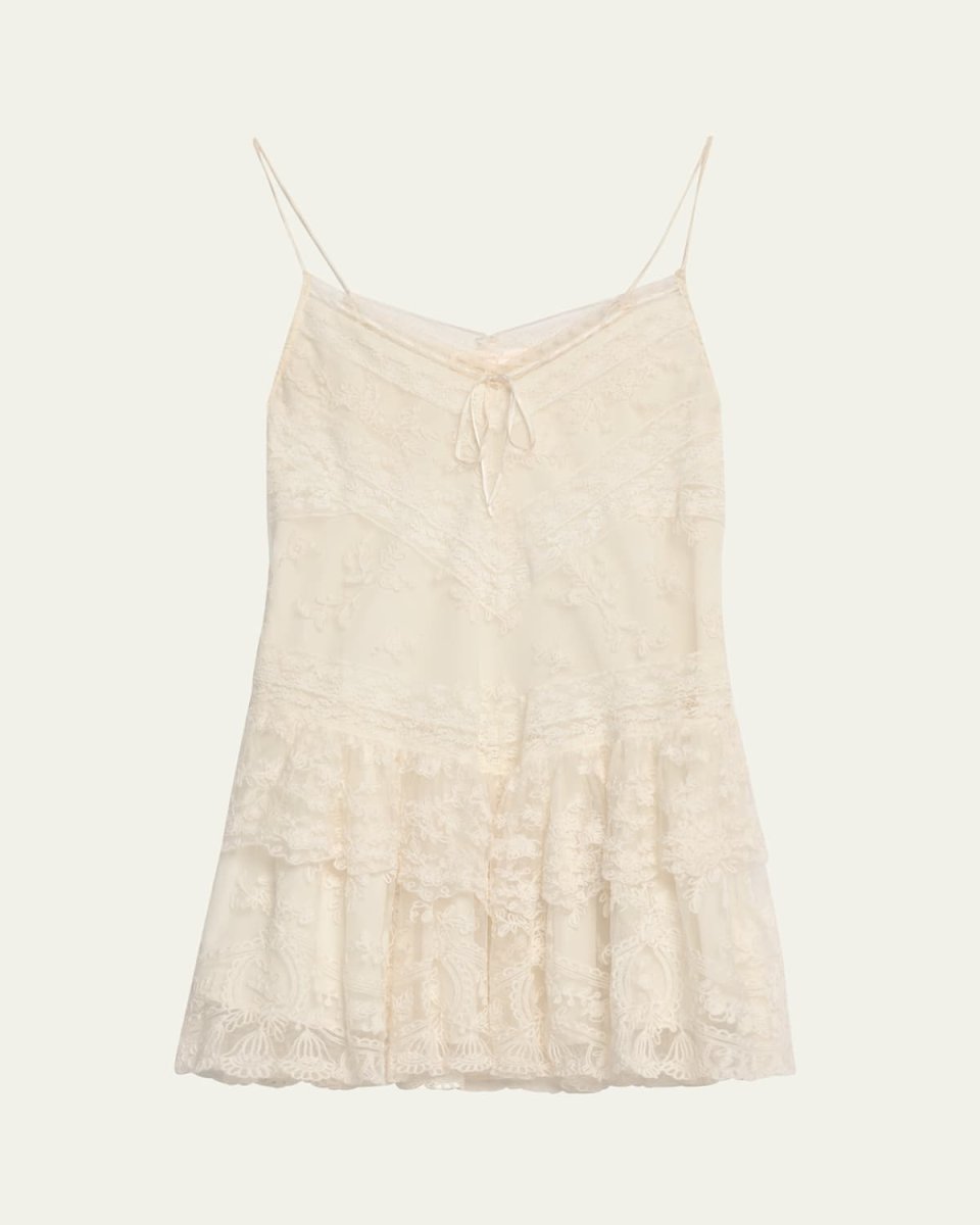 Beauval Drop-Waist Lace Mini Dress
